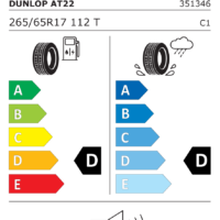 etiqueta energética eprel DUNLOP 265/65R17 112T AT22 GRANDTREK